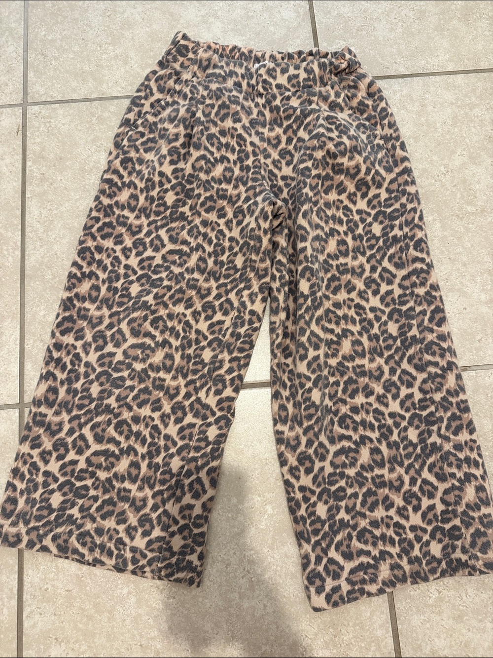 aerie Kids Leopard Wide-Leg Bottoms - Tan & Black short